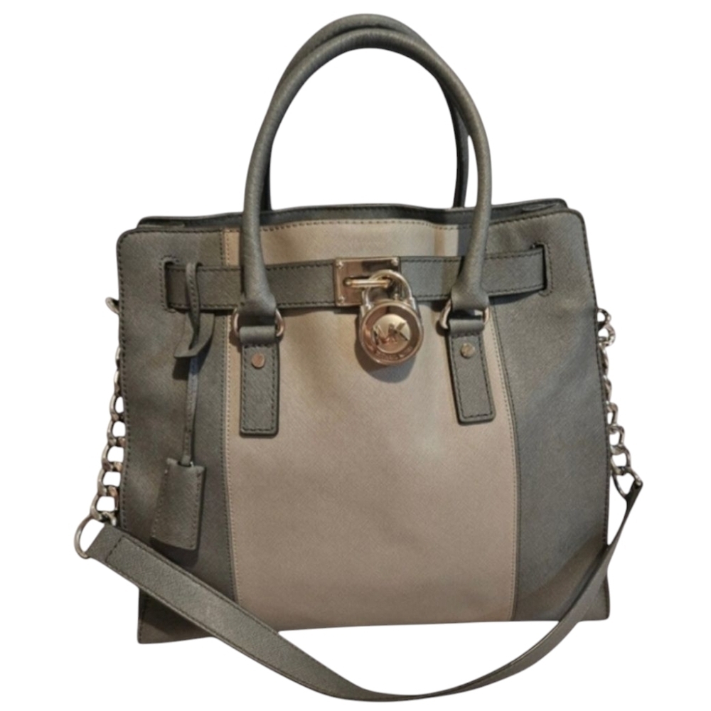 Michael Kors Hamilton Two Tone Leather Satchel Purse